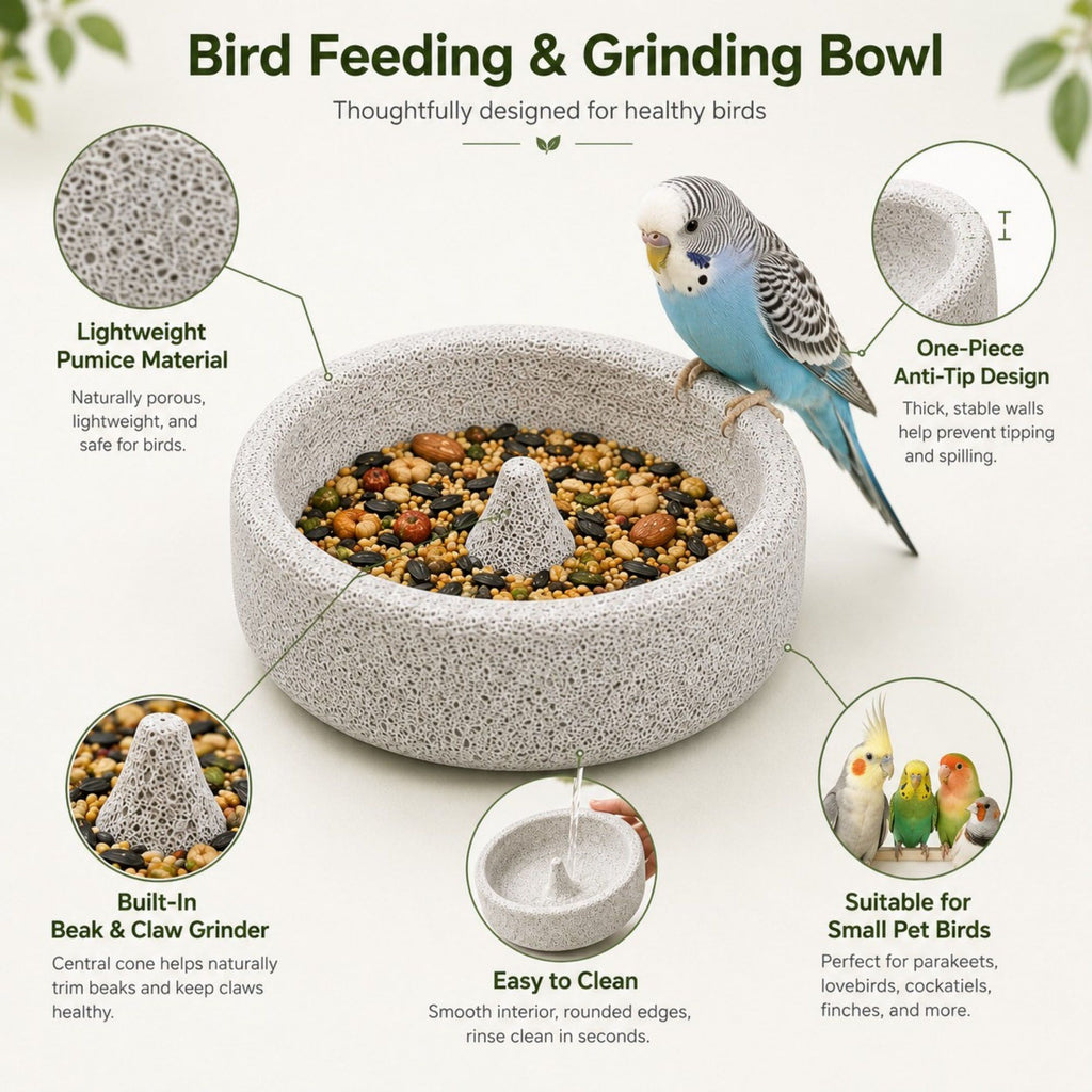 Pumice Bird Feeding & Grinding Bowl
