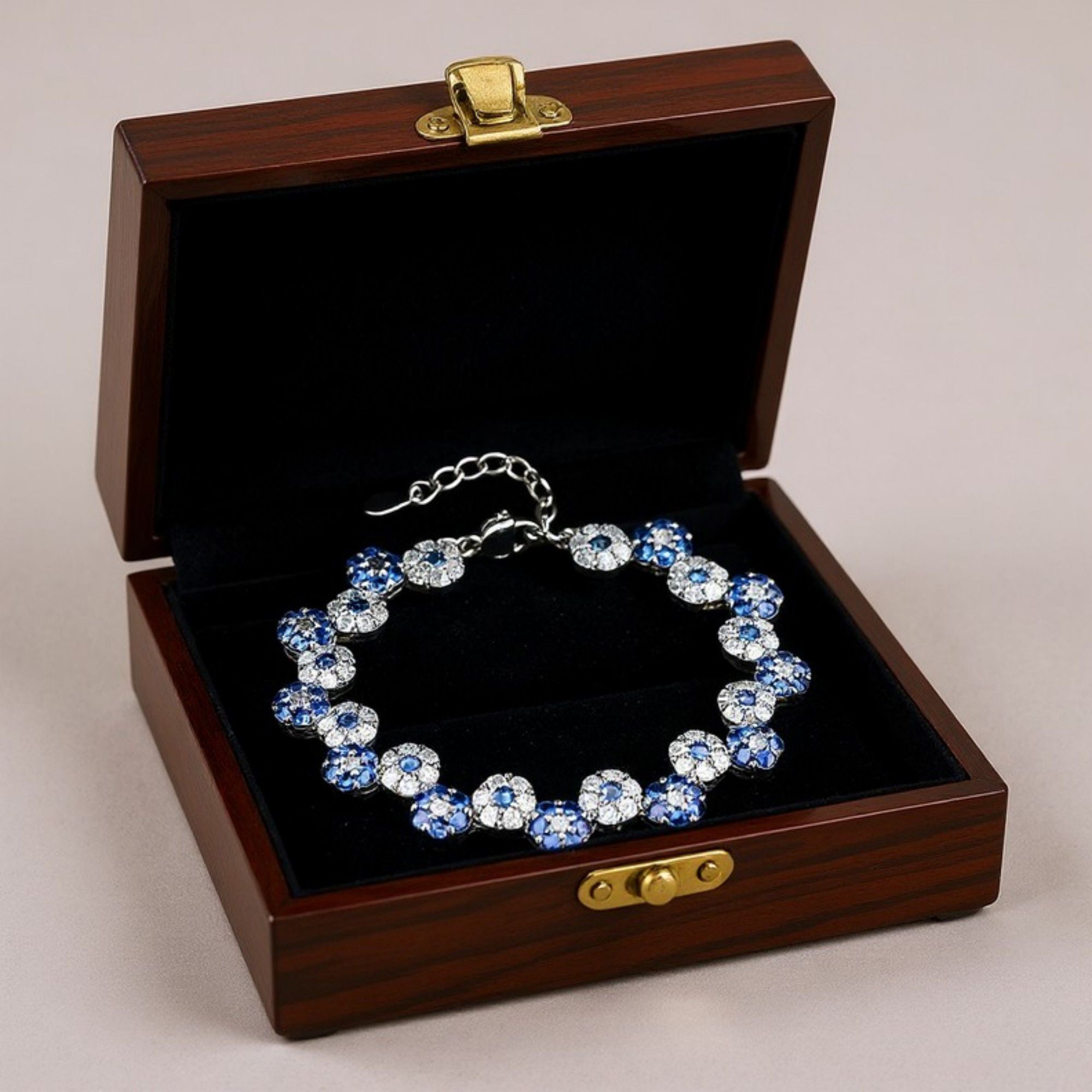 Women's Crystal Flower Bracelet with Rhinestone Accents