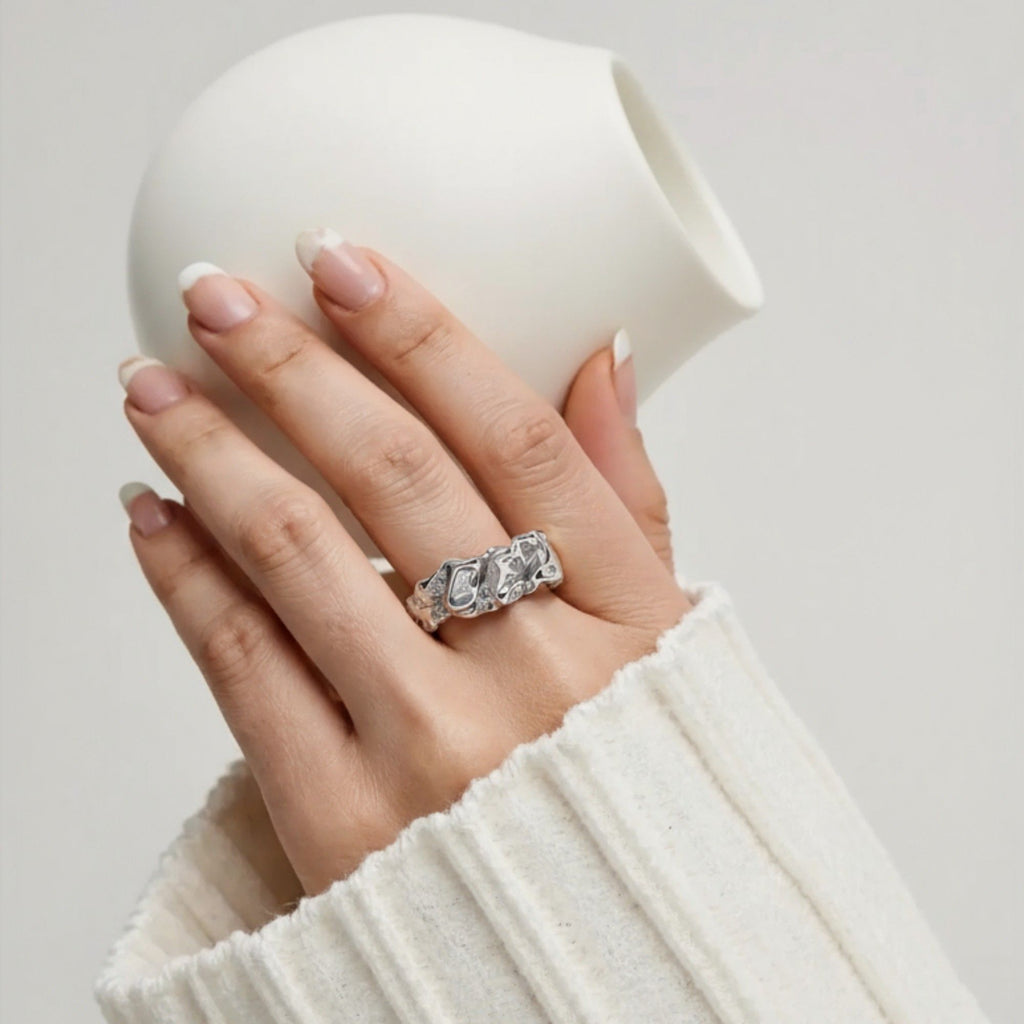Women's Sculpted Organic Textured Band Ring with Modern Artisan-Inspired Design