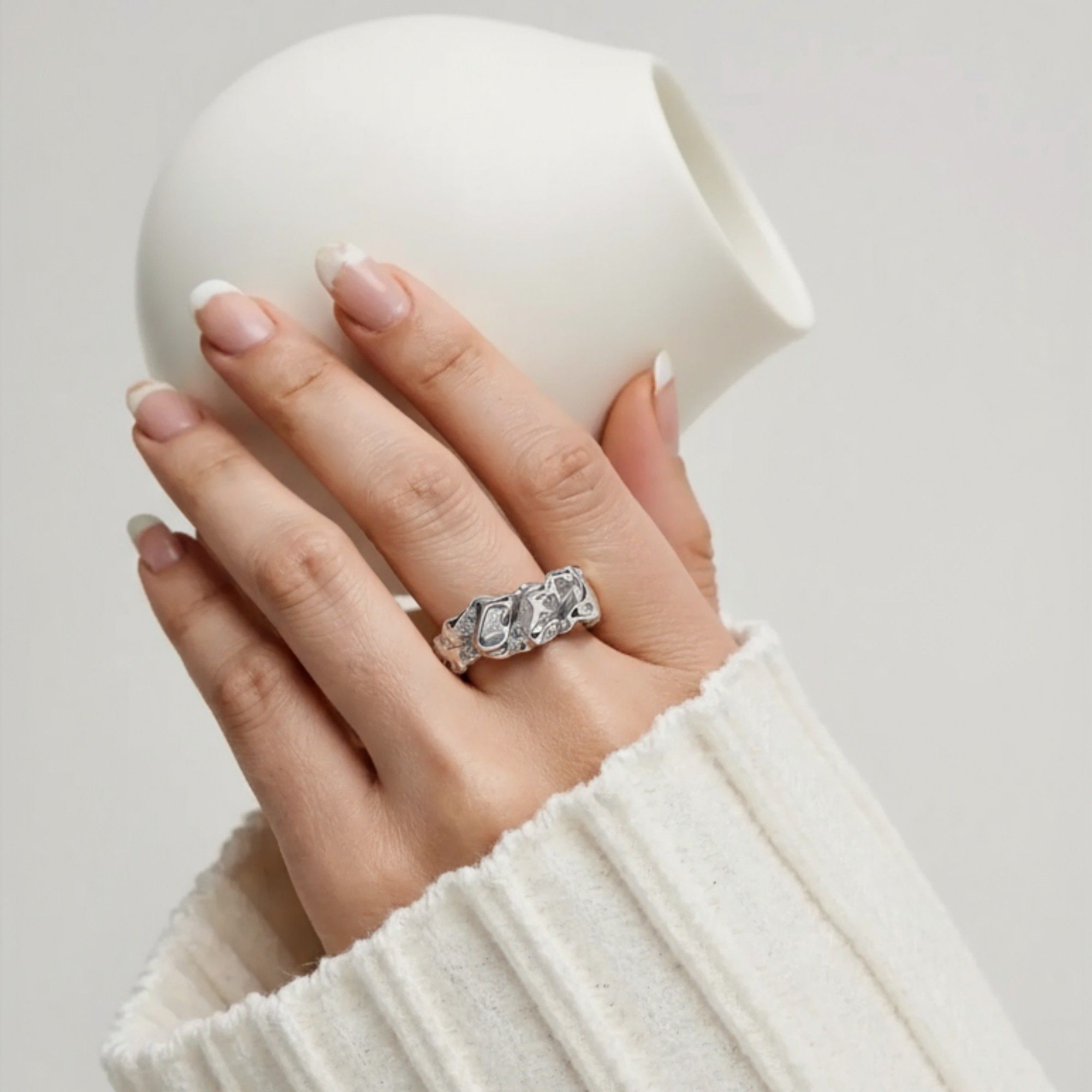 Women's Sculpted Organic Textured Band Ring with Modern Artisan-Inspired Design