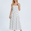 Anna-Kaci Women's Polka Dot Square Neck Fit and Flare Midi Dress