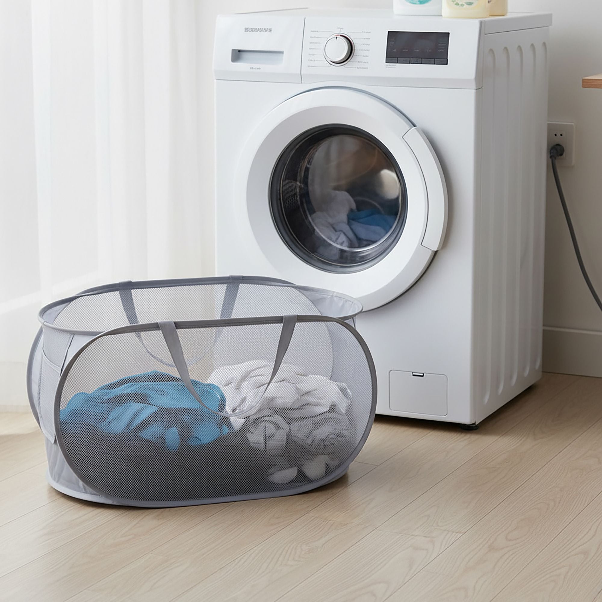 Collapsible Mesh Laundry Basket Large Capacity Pop Up Hamper Foldable Clothes Storage Bin