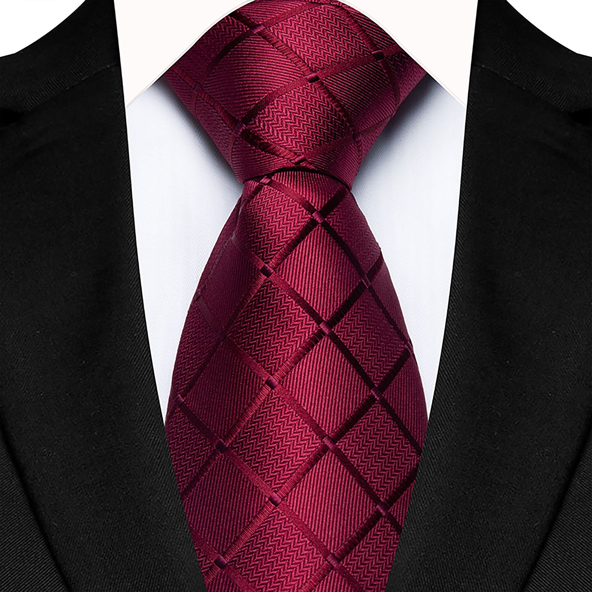 Anna-Kaci Men's Textured Diamond Pattern Silk Tie Wide Formal Necktie for Business, Weddings & Special Occasions