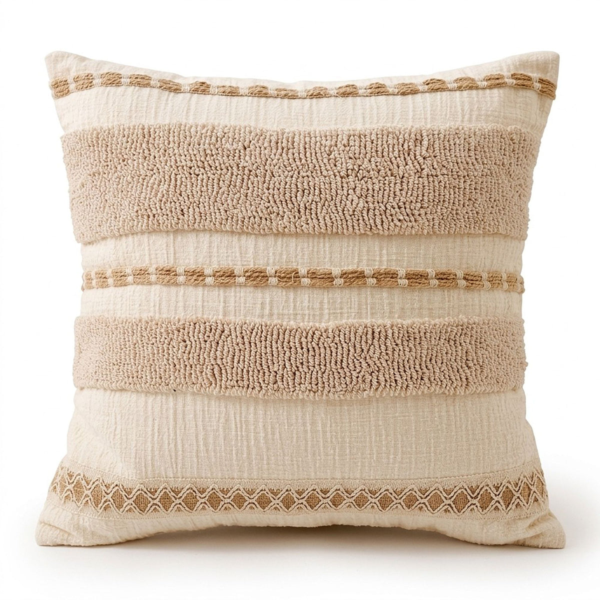 Boho Neutral Textured Accent Throw Pillow Cover