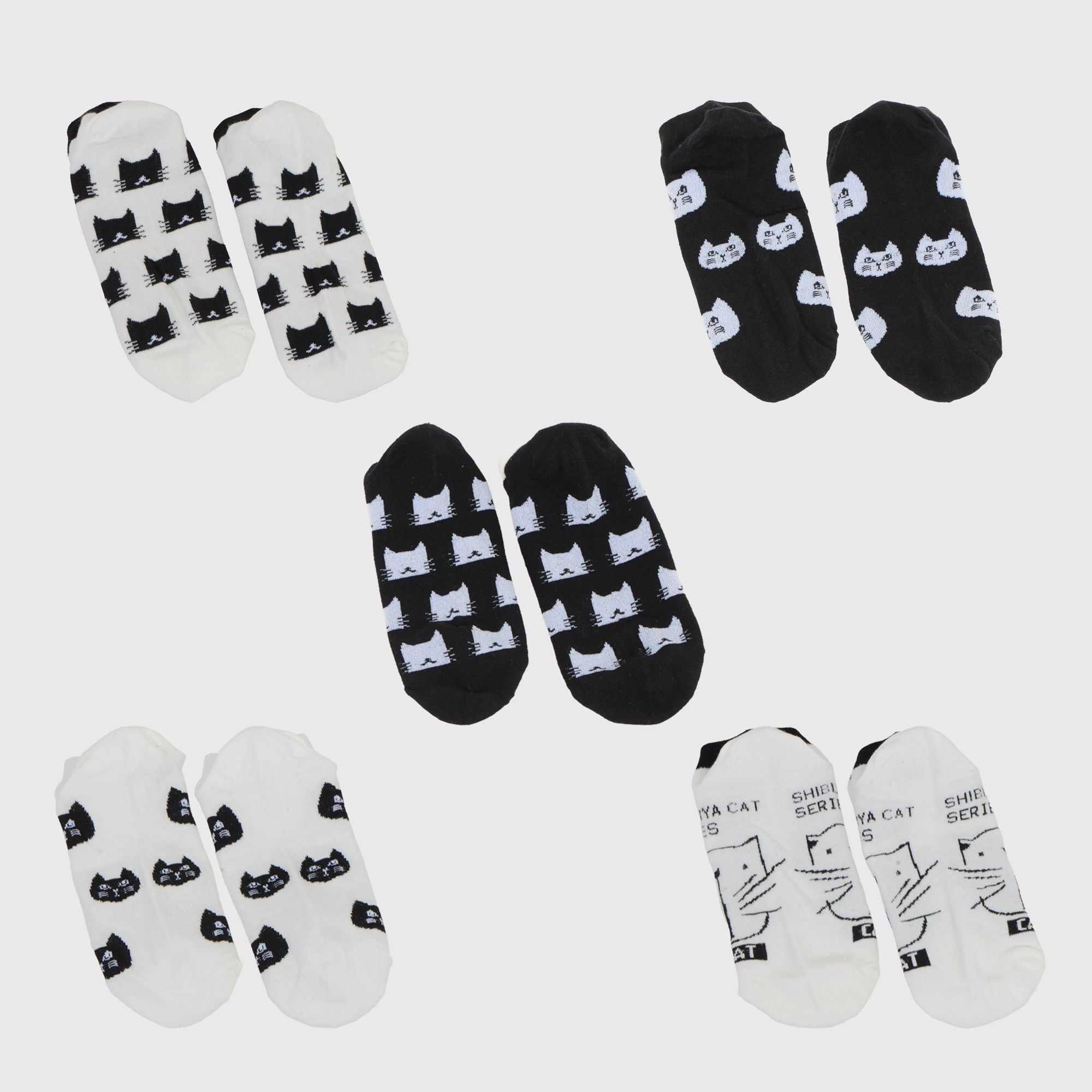 Anna-Kaci Adorable Cat - Print No Show Socks Soft for Casual 5Pk