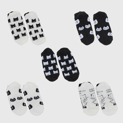 Anna-Kaci Adorable Cat - Print No Show Socks Soft for Casual 5Pk