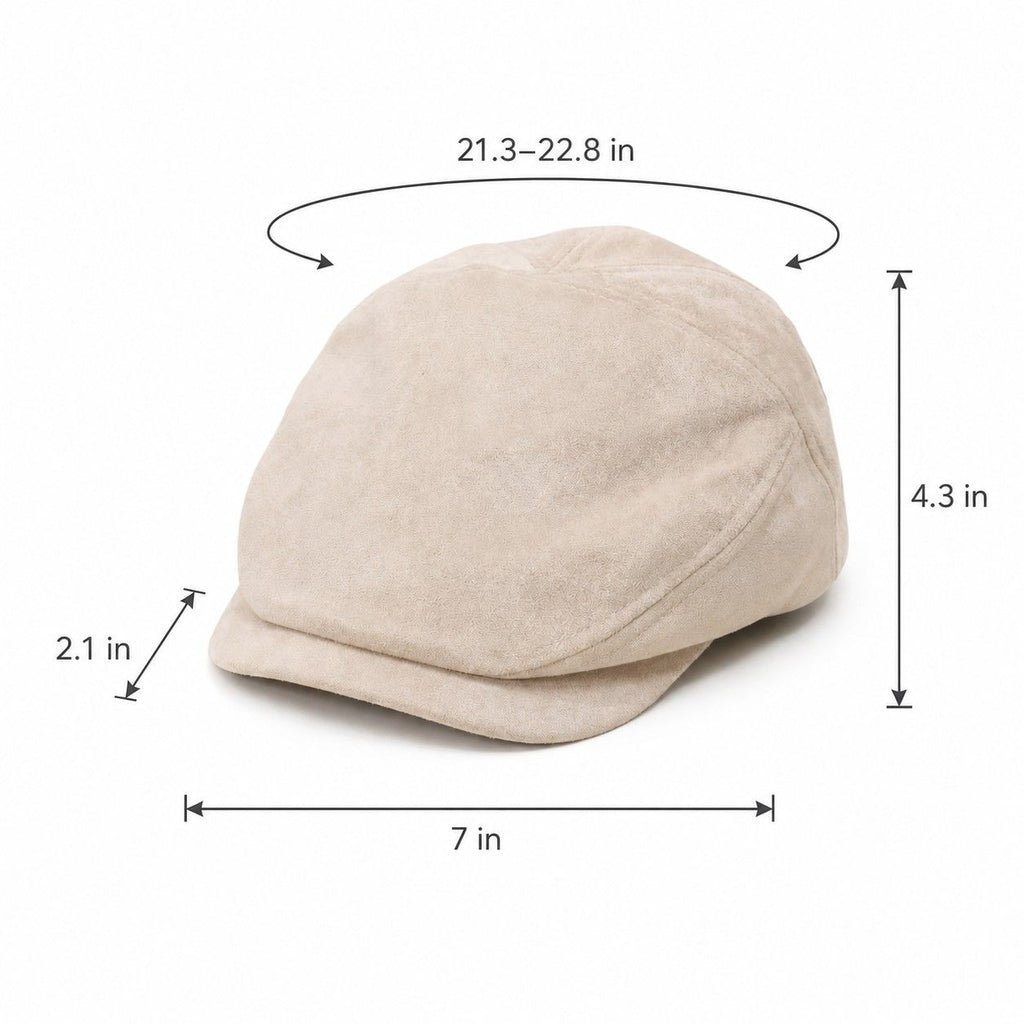 Faux Suede Newsboy Cap Short Brim Vintage Baker Boy Hat
