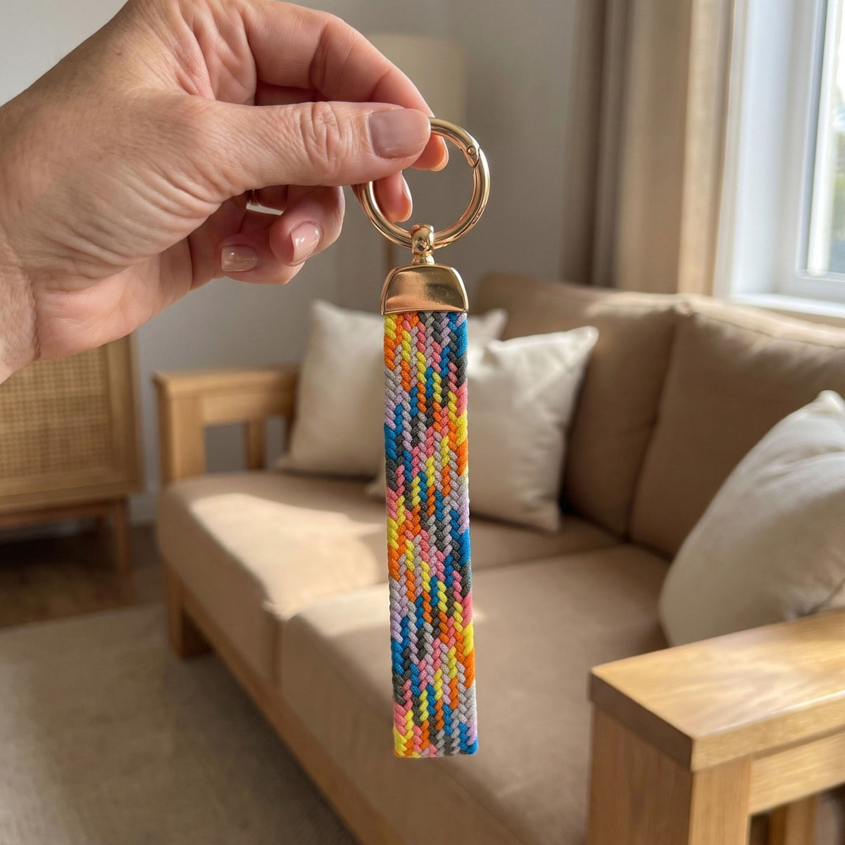 Woven Wristlet Keychain Strap with Hardware Kit
