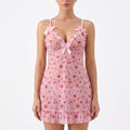 Floral Sheer Mesh Ruffle Chemise Nightgown