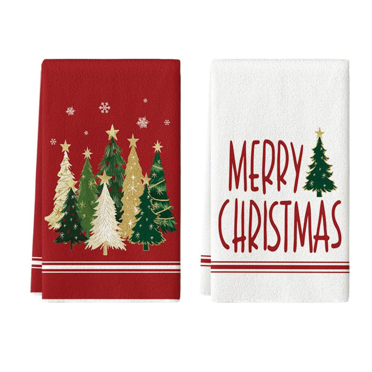 2-Pack Christmas Kitchen Towels 15.7x23.6in, Gnome & Tree Microfiber Hand Towels