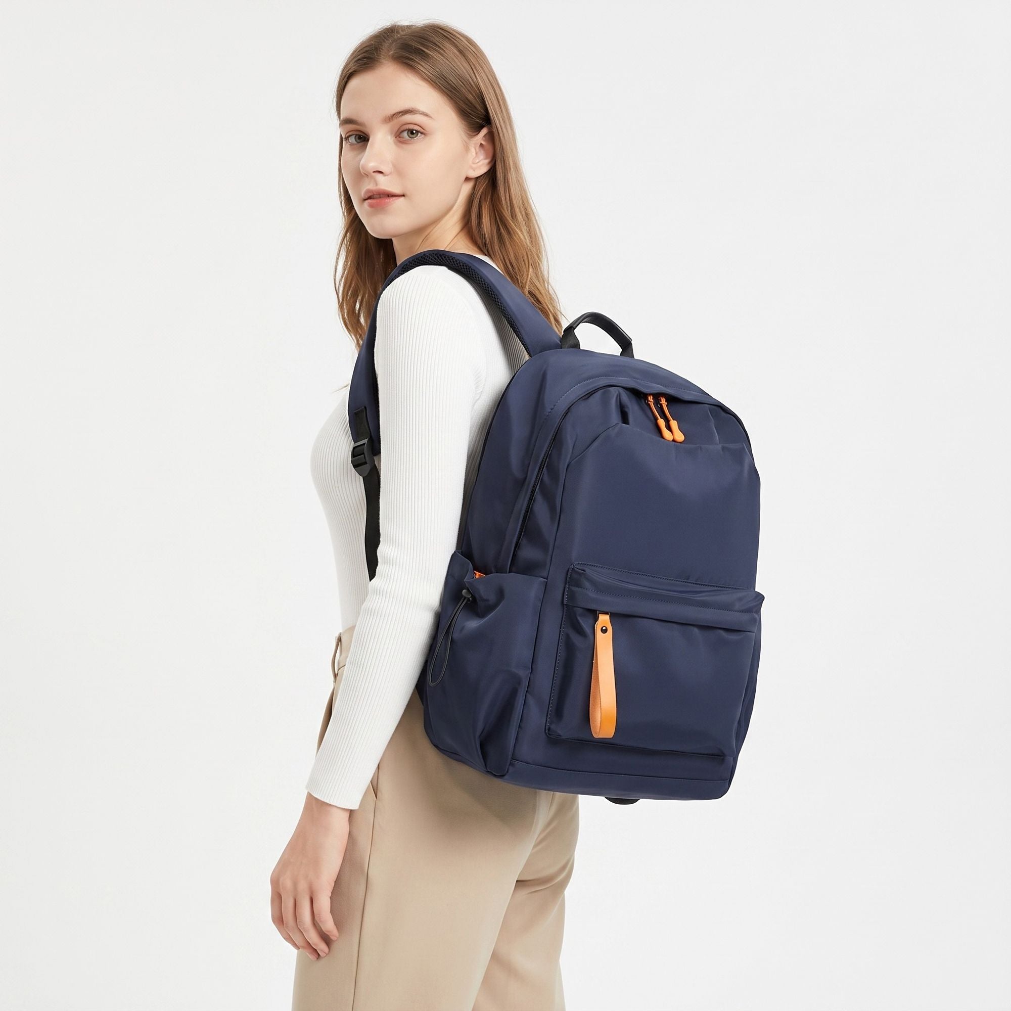 Everyday Backpack with Front Zip Pocket Side Pockets Adjustable Straps Top Hle