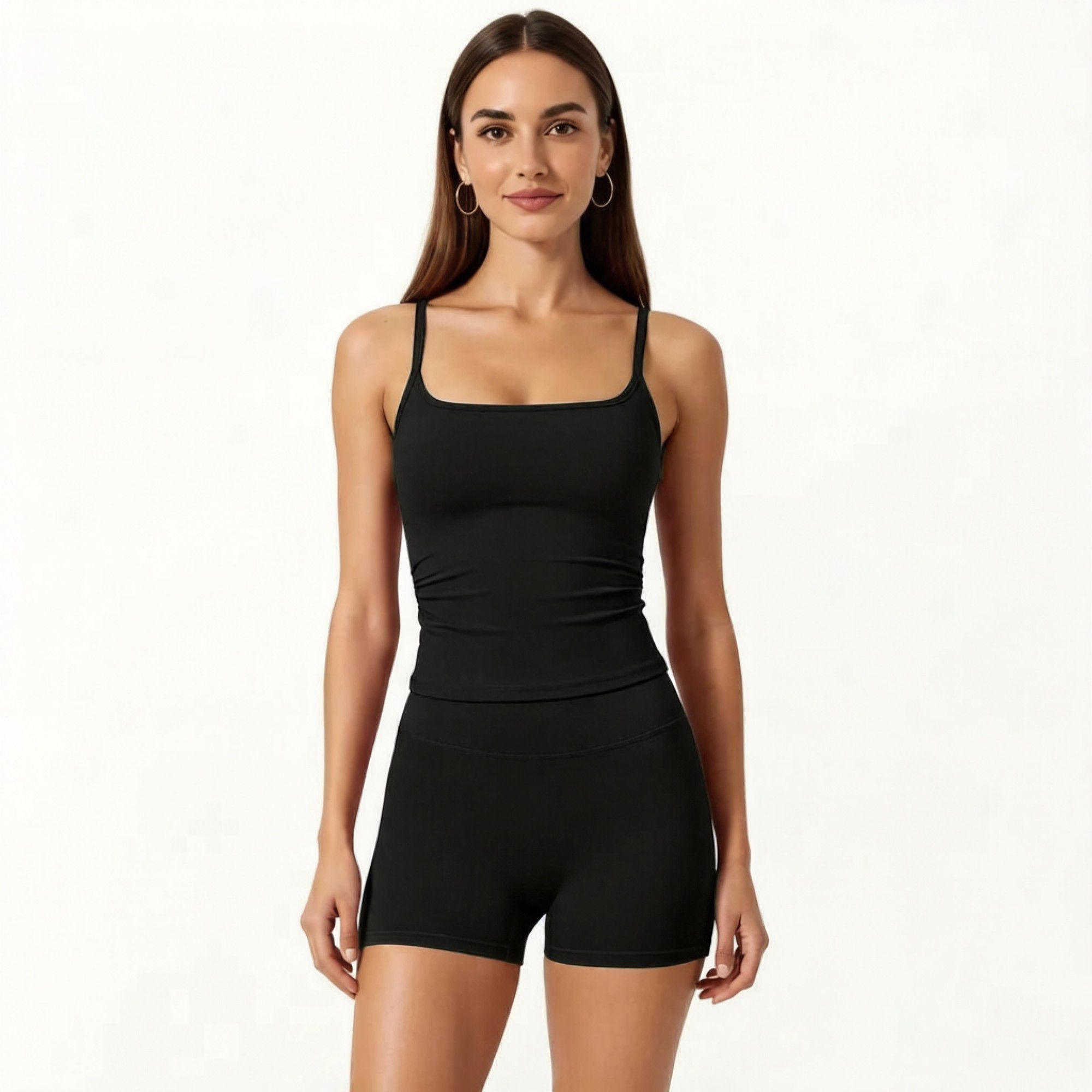 Anna-Kaci Active Women's Spaghetti Strap Active Cami Top with Square Neck and Smooth Stretch Fit