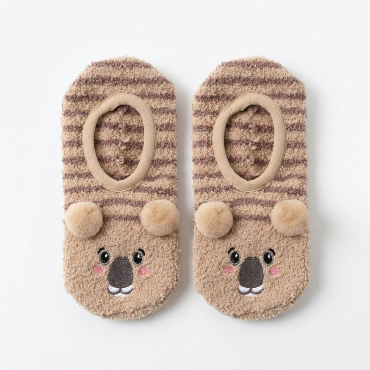 Fuzzy Bear Slipper Socks 2 Pair US 5-10.5