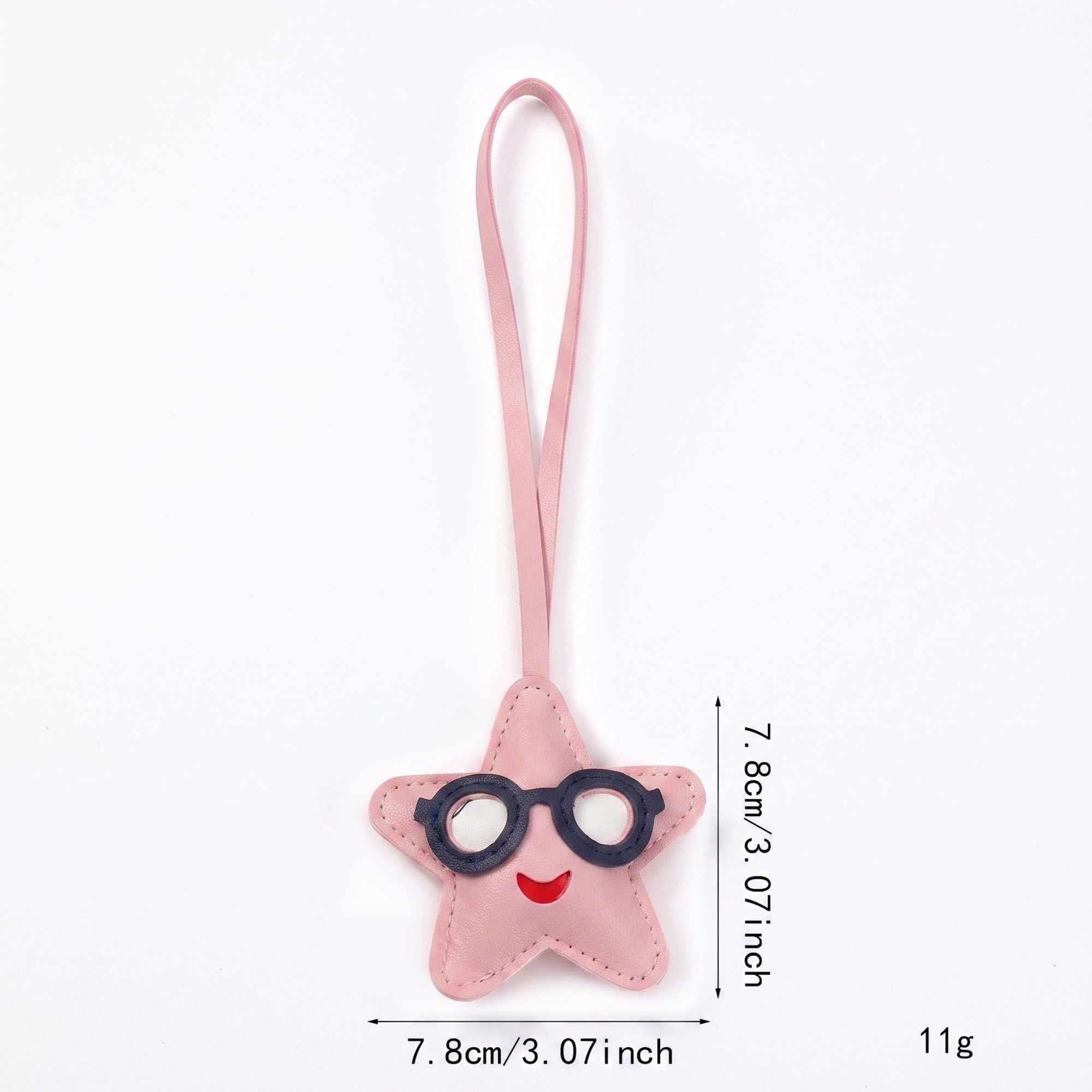 2-Piece Womens Faux Leather Bag Charm with Long Hanging Strap and Layered Detail