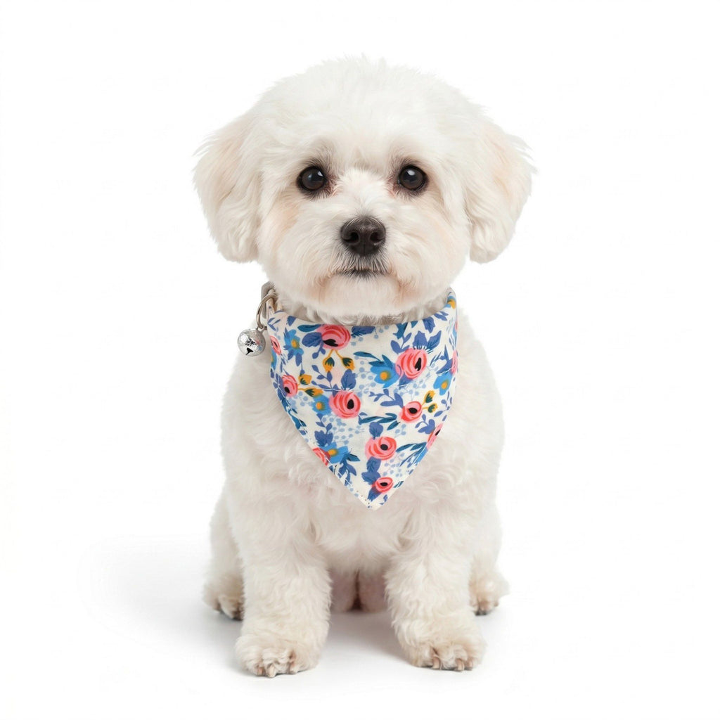 Floral Print Pet Bandana, Soft Cotton Flower Pattern Scarf Collar for Small Medium Dogs Cats