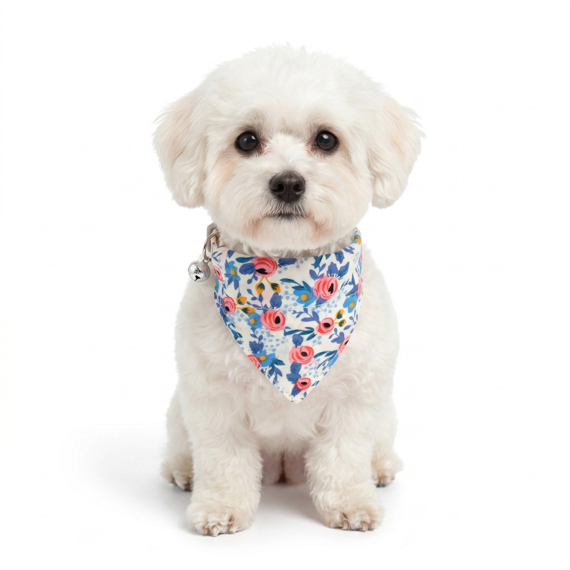 Floral Print Pet Bandana, Soft Cotton Flower Pattern Scarf Collar for Small Medium Dogs Cats