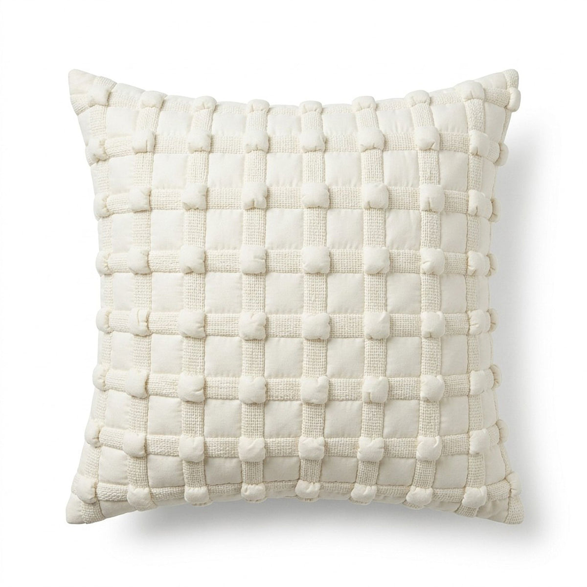 Textured Woven Grid Square Decorative Throw Pillow Cover