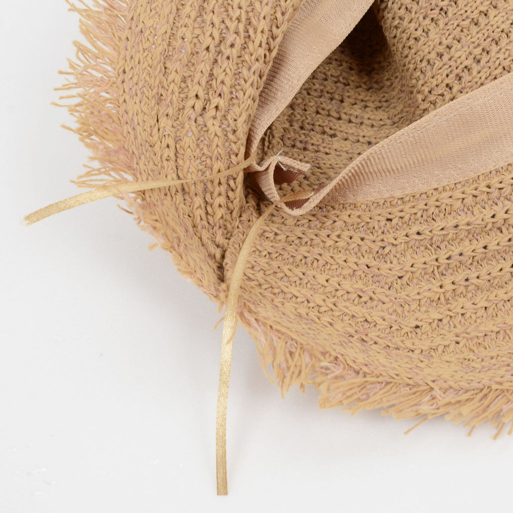 Anna-Kaci Women's Woven Bucket Hat with Soft Frayed Brim and Lightweight Straw Texture
