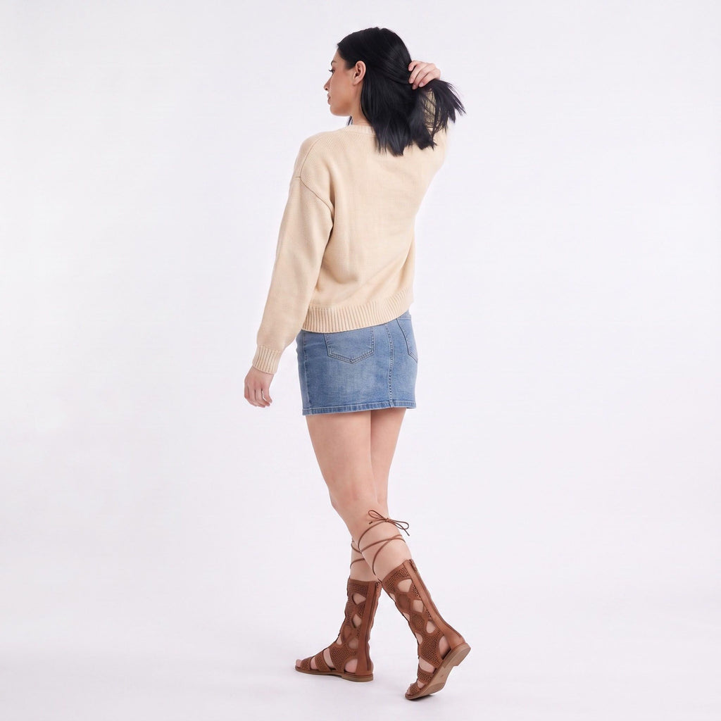 Open-Front Drop Shoulder Long Sleeve Knit Cardigan