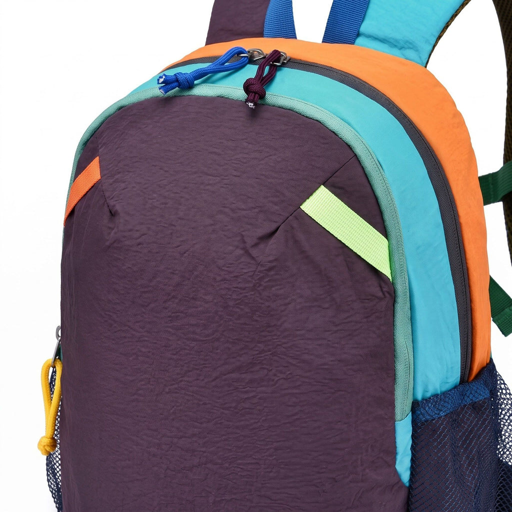 Colorblock Multi-Compartment Backpack with Padded Shoulder Straps and Dual Mesh Side Pockets