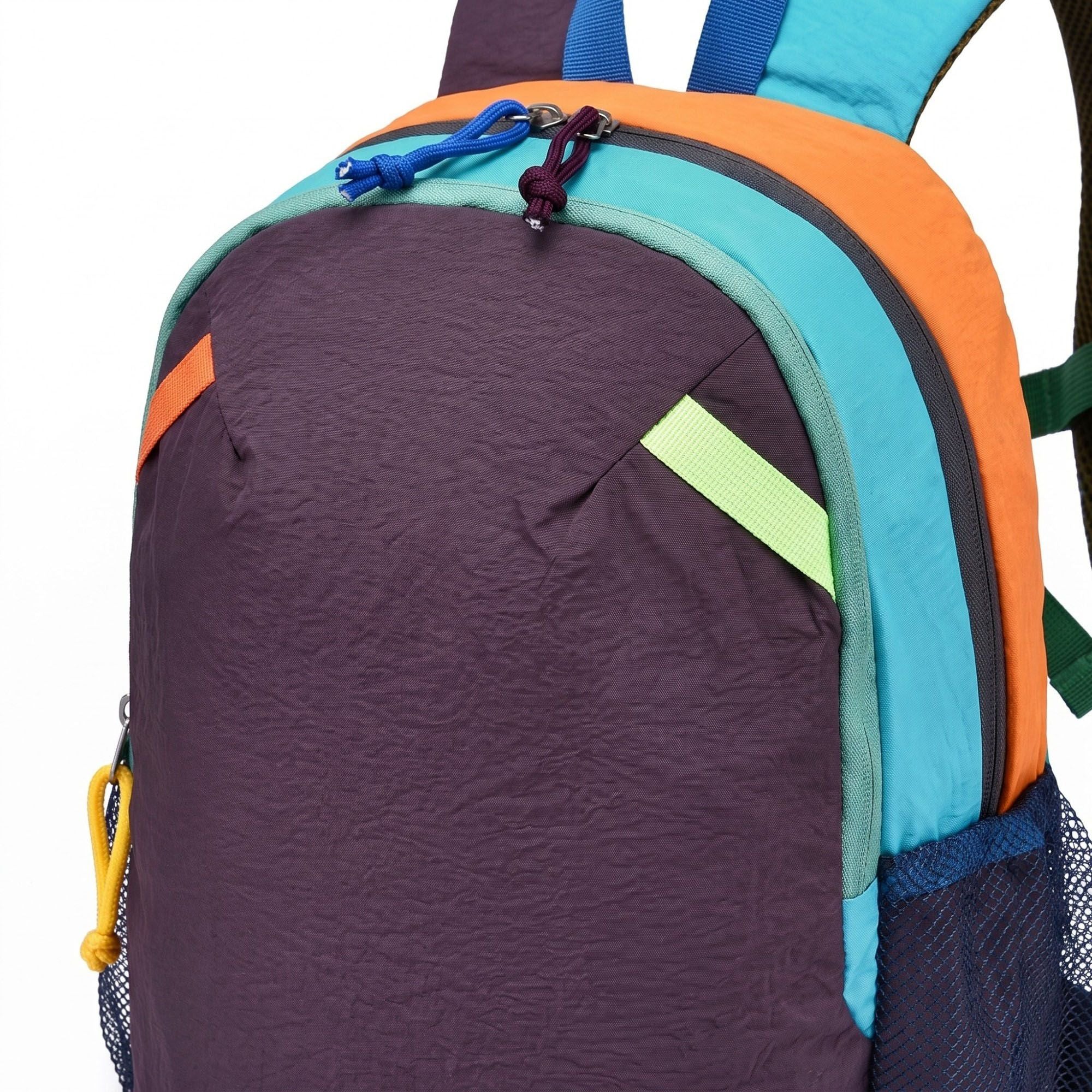 Colorblock Multi-Compartment Backpack with Padded Shoulder Straps and Dual Mesh Side Pockets
