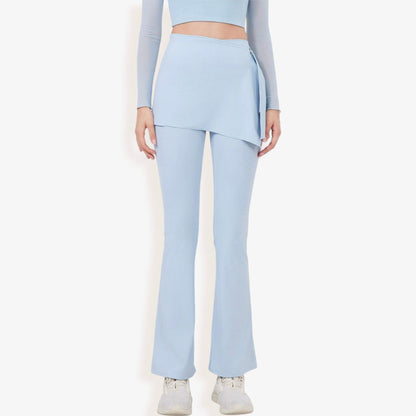 High Waist Flare Pants with Layered Skirt Overlay