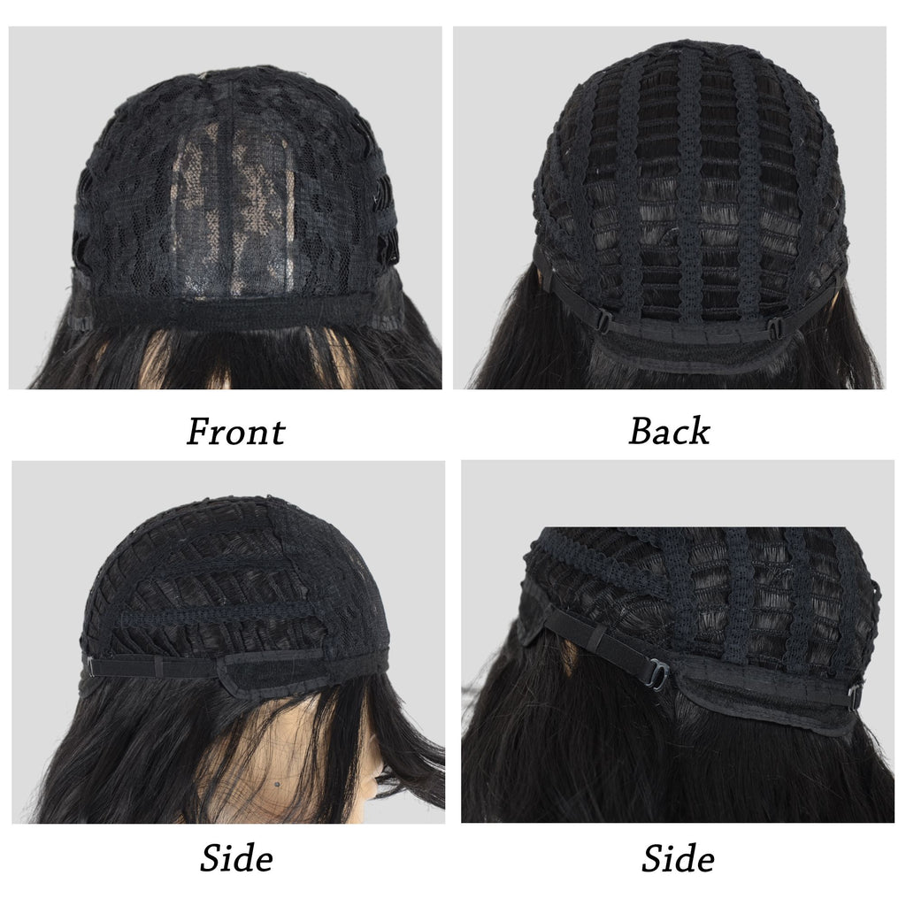Long Wavy Hair Wig for Women with Bangs Heat-Resistant Curly Synthetic Wig for Daily and Party Use