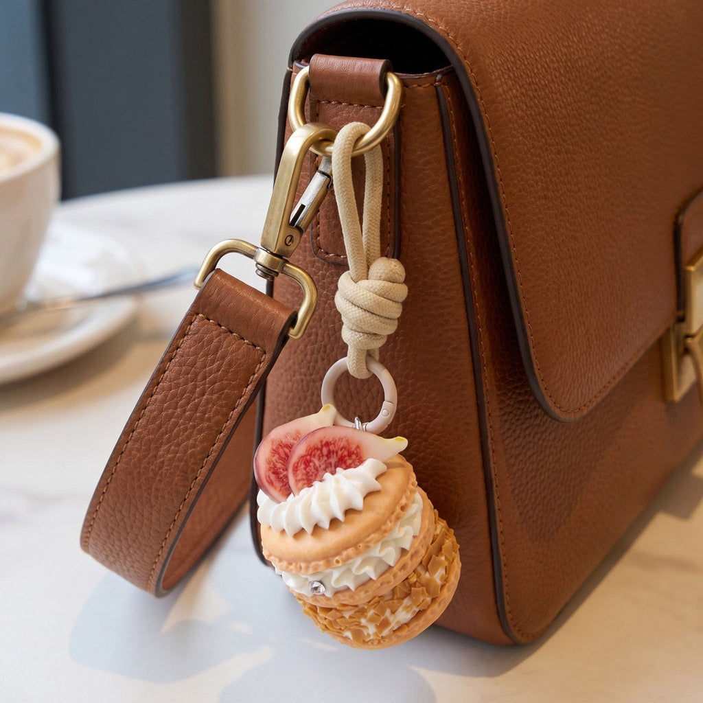Bag Charm with Hanging Loop and Decorative Dessert Accent