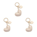 3 Pack Heart Keychains with Love Charm and Gold Tone Ring Clip