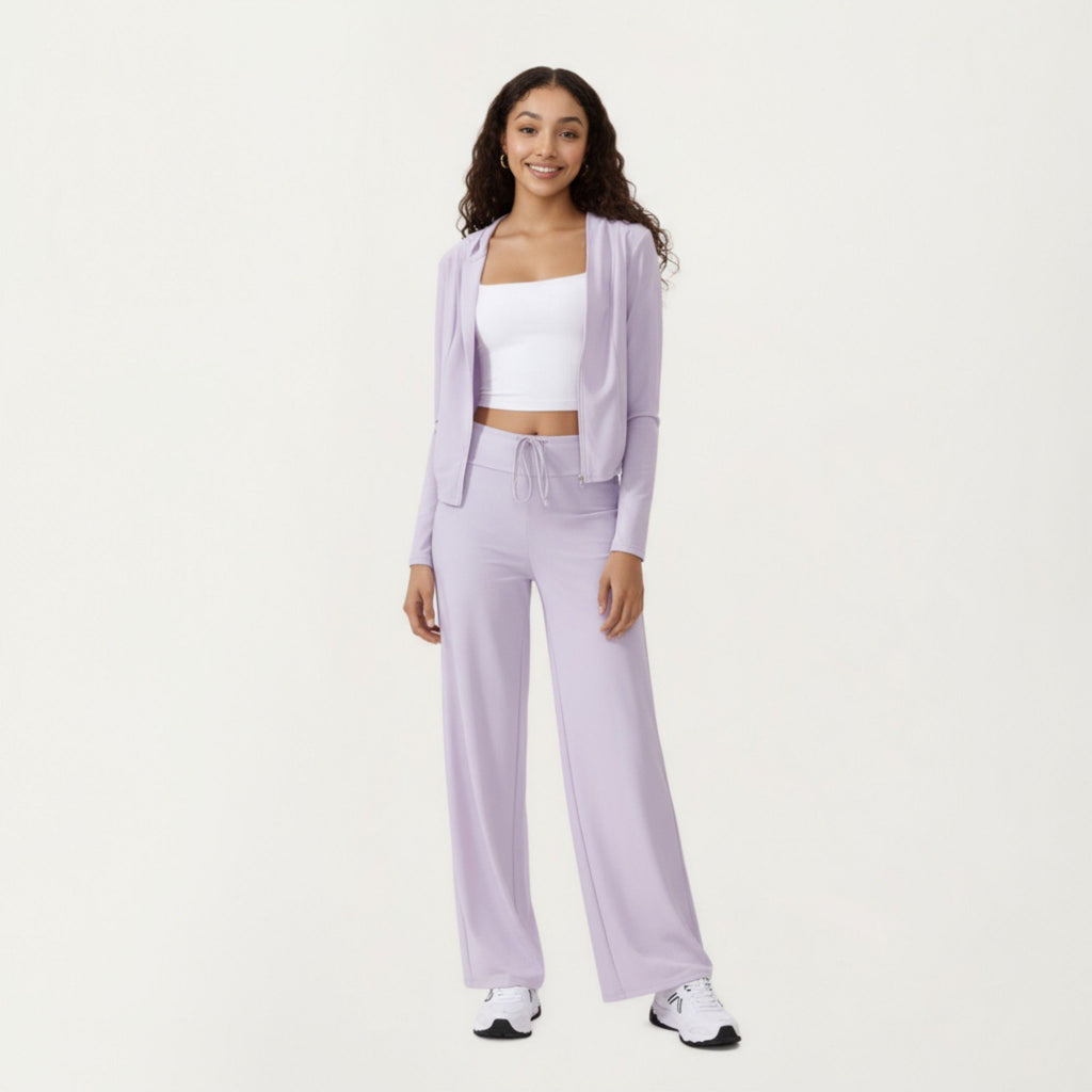 Anna-Kaci Active Women's High Waist Wide Leg Sweatpants with Drawstring Waistband