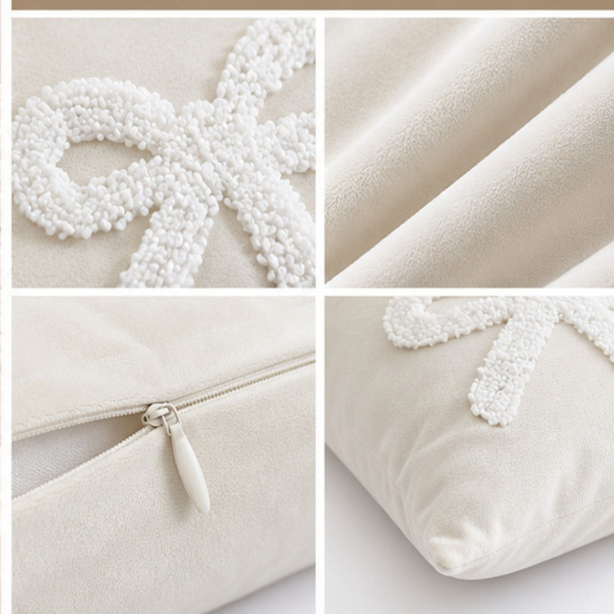 1 Piece Decorative Bow Throw Pillow Cover Soft Velvet Christmas Accent 18 x 18 Inch