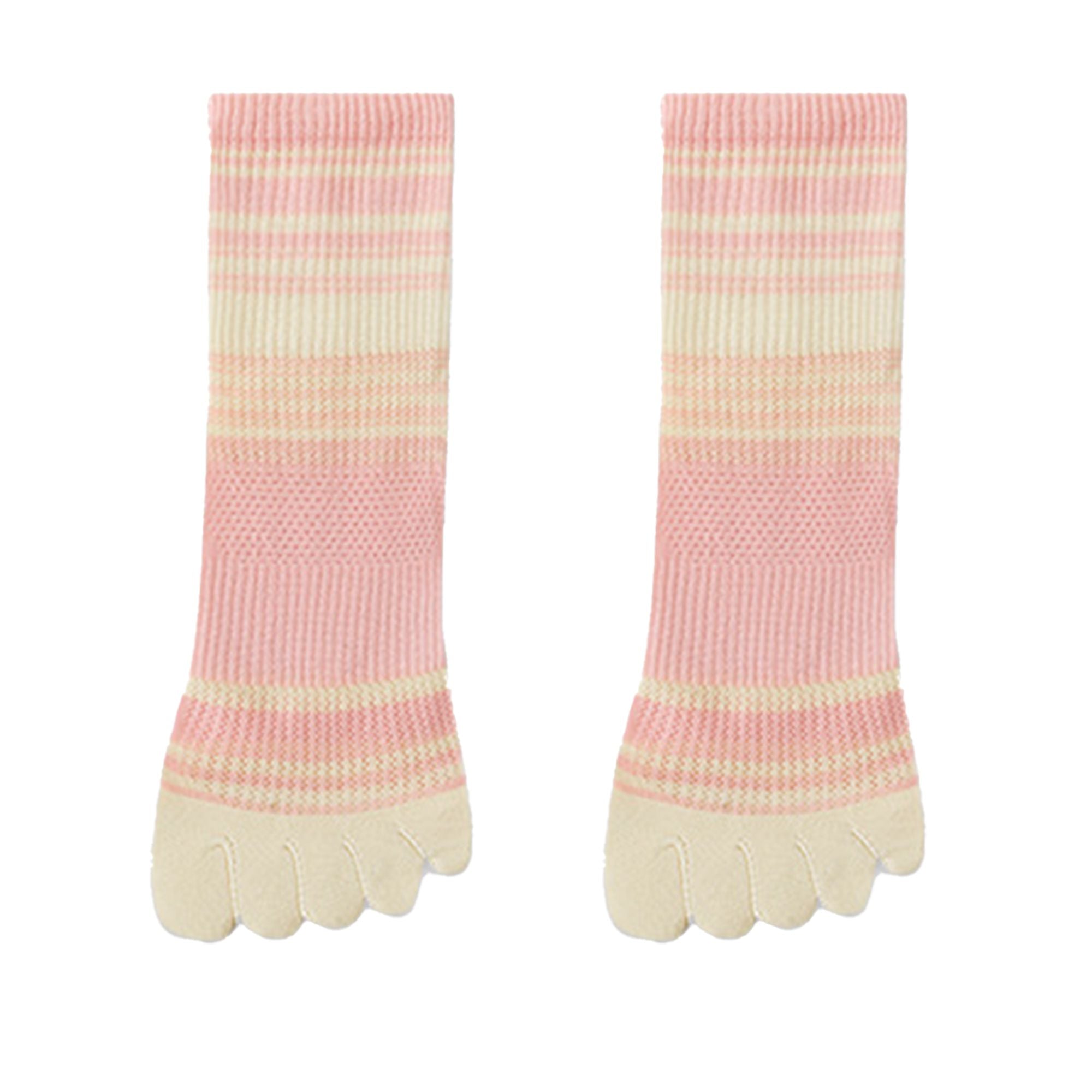 Anna-Kaci 2 Pairs Women's Breathable Five-Toe Socks with Arch Support and Anti-Odor Lycra Stretch for Casual or Active Wear