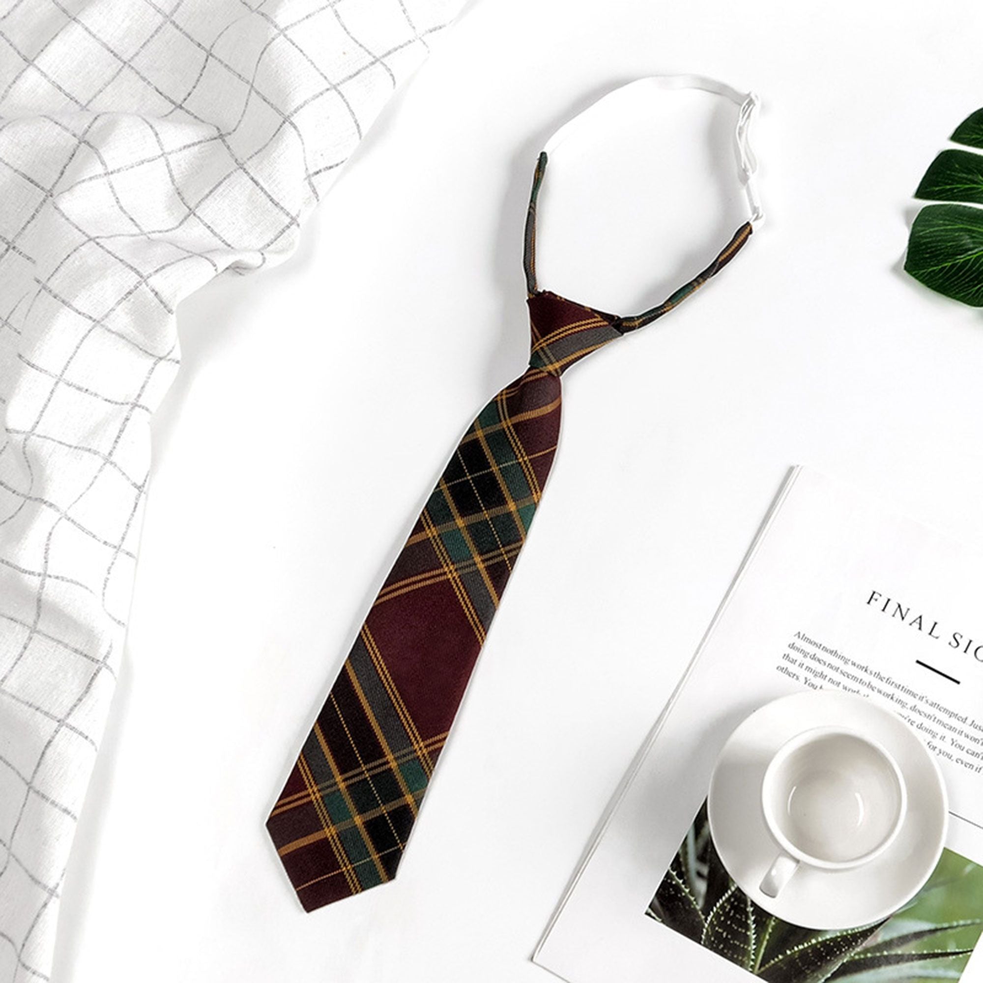 Anna-Kaci Women's Plaid Pre-Tied Necktie - Stylish Accessory for Casual, Office & School Outfits