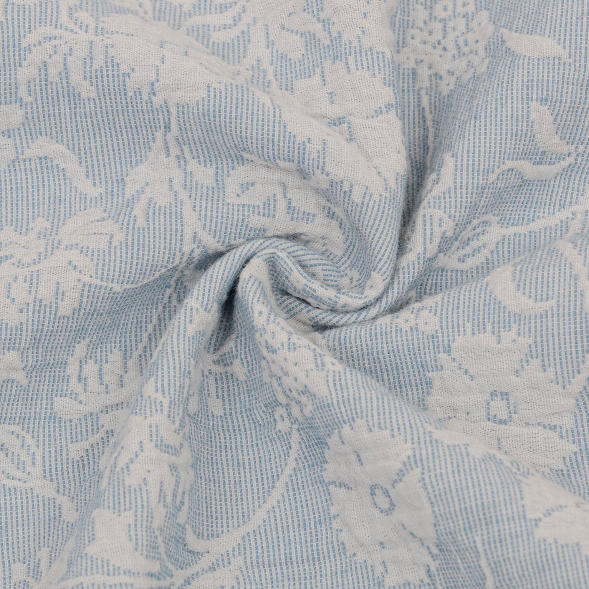 4-Piece Cotton Washed Jacquard Bedding Set with Duvet Cover Flat Sheet and Pillowcases Floral Texture