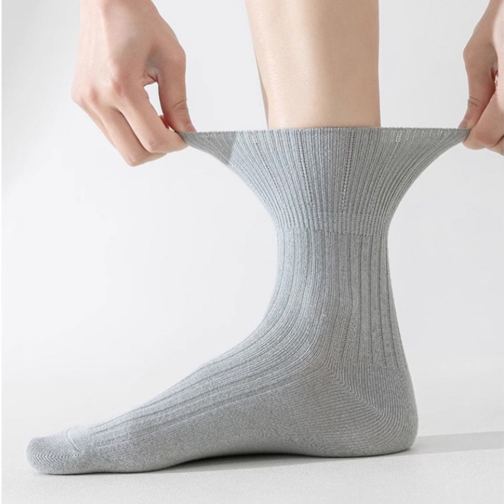 Anna-Kaci Women's Ribbed Crew Socks with Elasticized Top Cuff for Swollen Feet Non-Binding Comfortable Fit 3-Pack