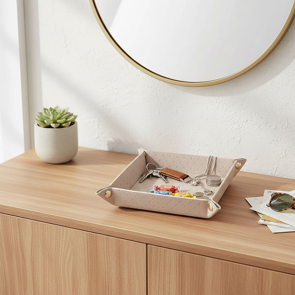 Foldable Desk Organizer Tray Snap Corner Storage Tray for Keys Jewelry Home Office Catchall