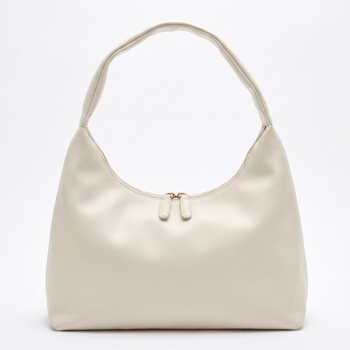 Large Hobo Shoulder Bag with Double Zipper Closure and Long Curved Handle 10.5x11x4.5in