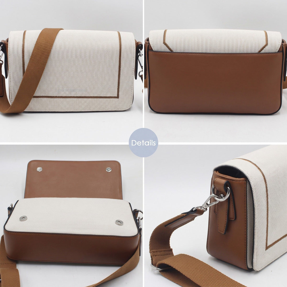 Structured Flap Crossbody Bag with Adjustable Wide Shoulder Strap
