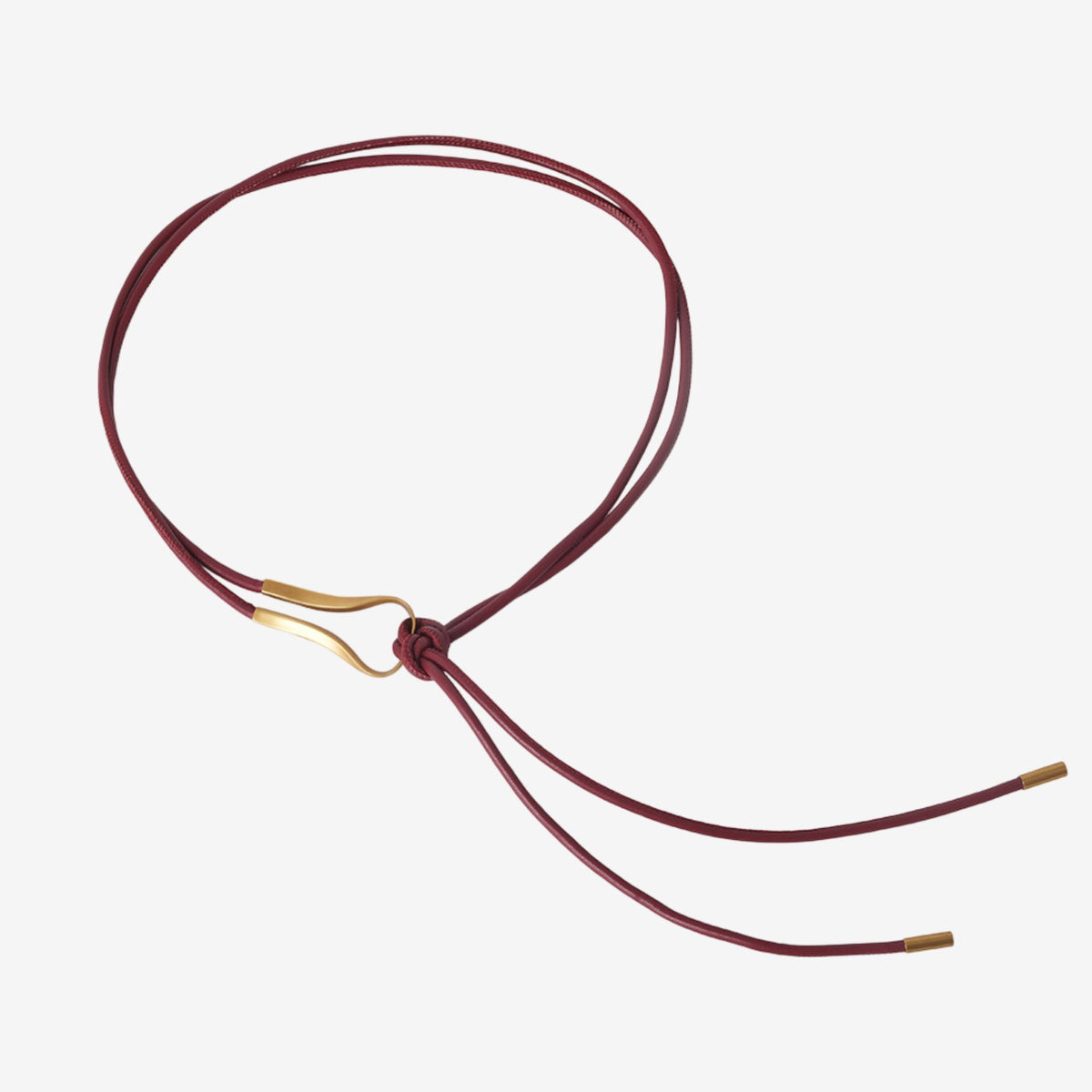 PU Leather Tie Waist Belt with Gold Tone Hook Accent 49.2in