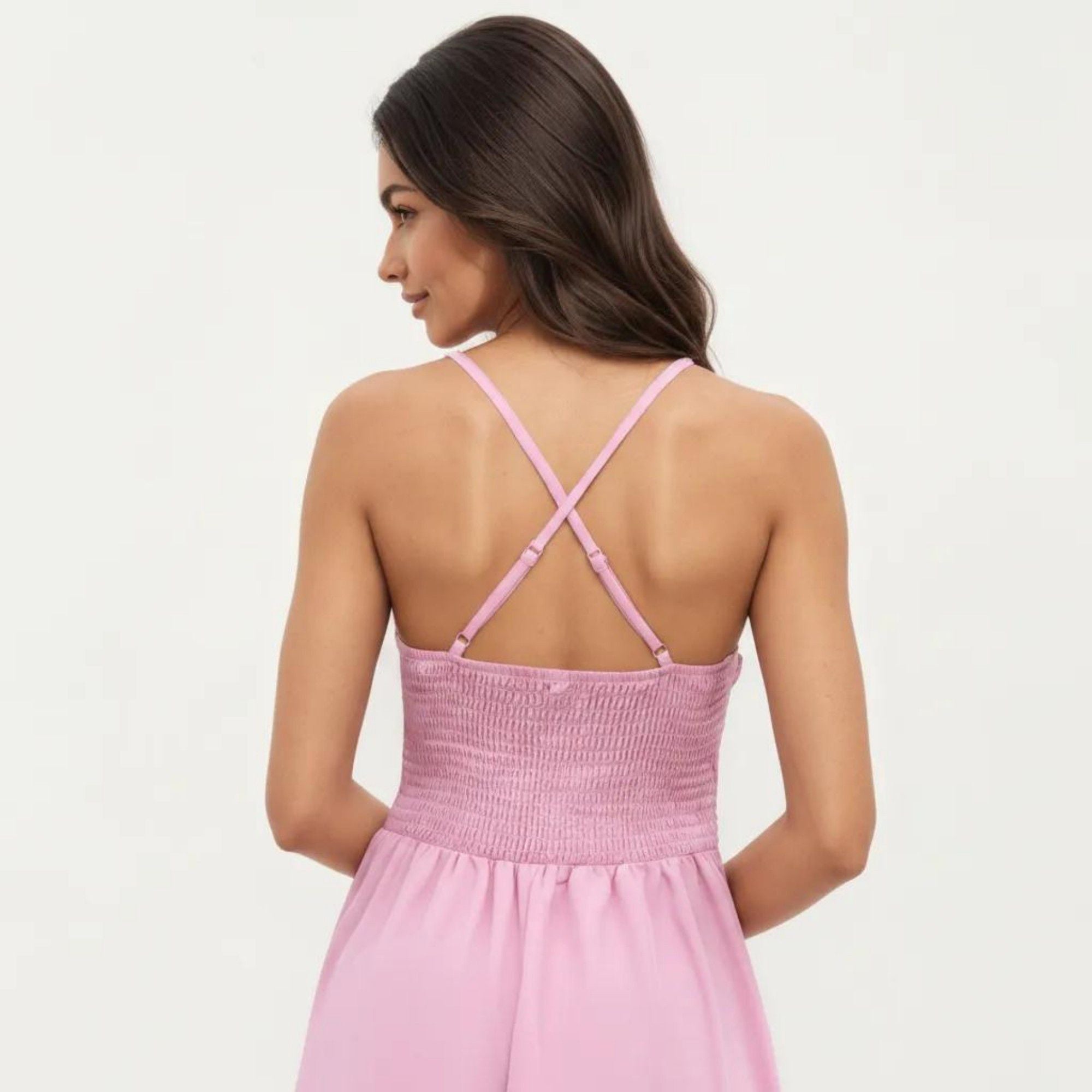 Anna-Kaci Women's Sleeveless Maxi Dress with Cutout Front and Smocked Back