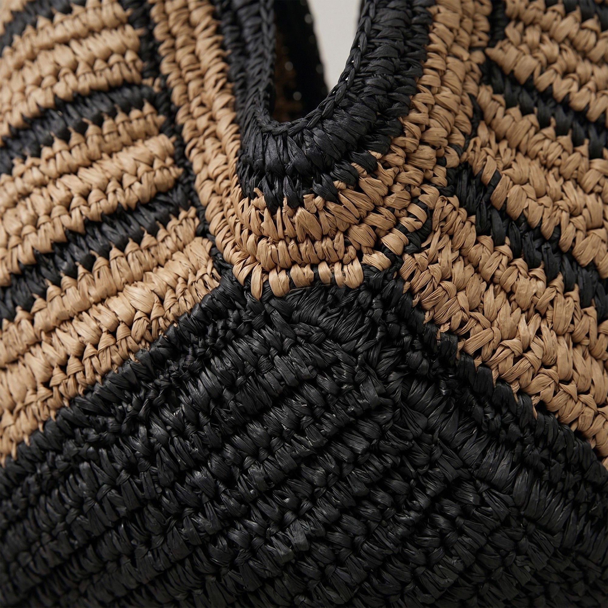 Woven Crochet Hobo Bag with Striped Pattern Slouchy Shoulder Handbag Lightweight Knit Tote