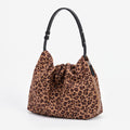 Leopard Print Hobo Shoulder Bag with Adjustable Strap Brown