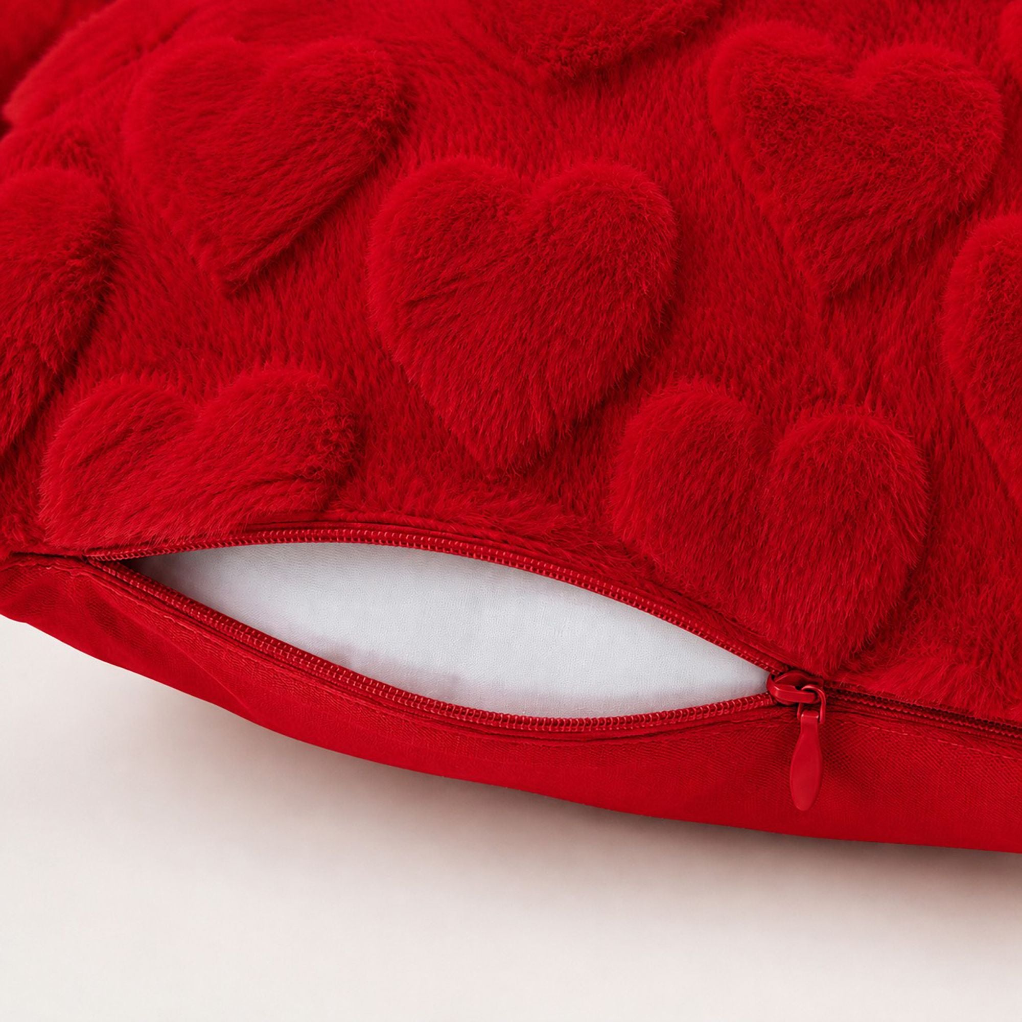 Plush Heart Textured Throw Pillow Cover for Couch Bed and Chair