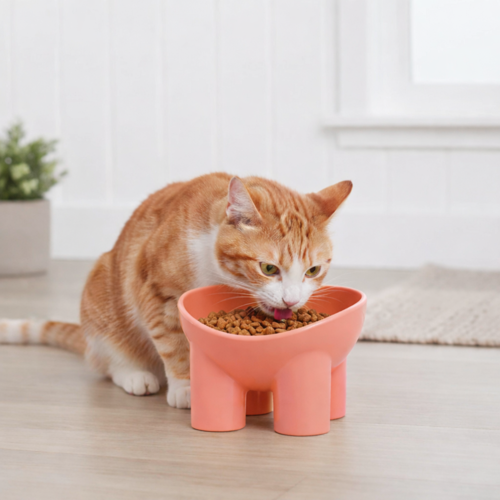 Anna-Kaci Elevated Tilted Cat Food Bowl with Raised Base for Comfortable Feeding