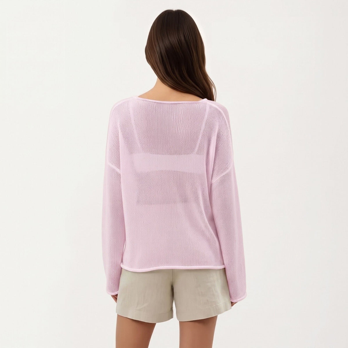 Saco de punto abierto ligero de manga larga Anna-Kaci para mujer con ajuste relajado y textura sutilmente transparente