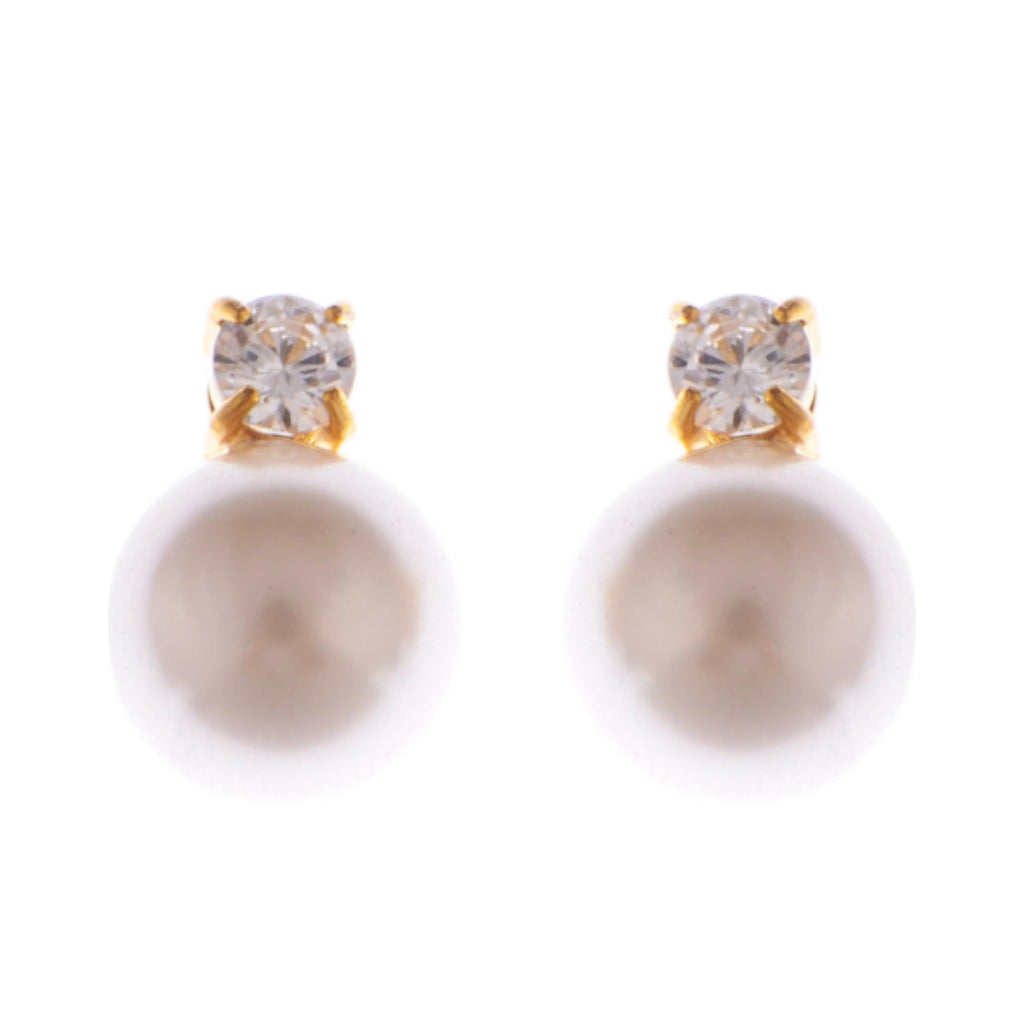 Gold Tone Textured Stud Earrings with Hoop and Disc Detail