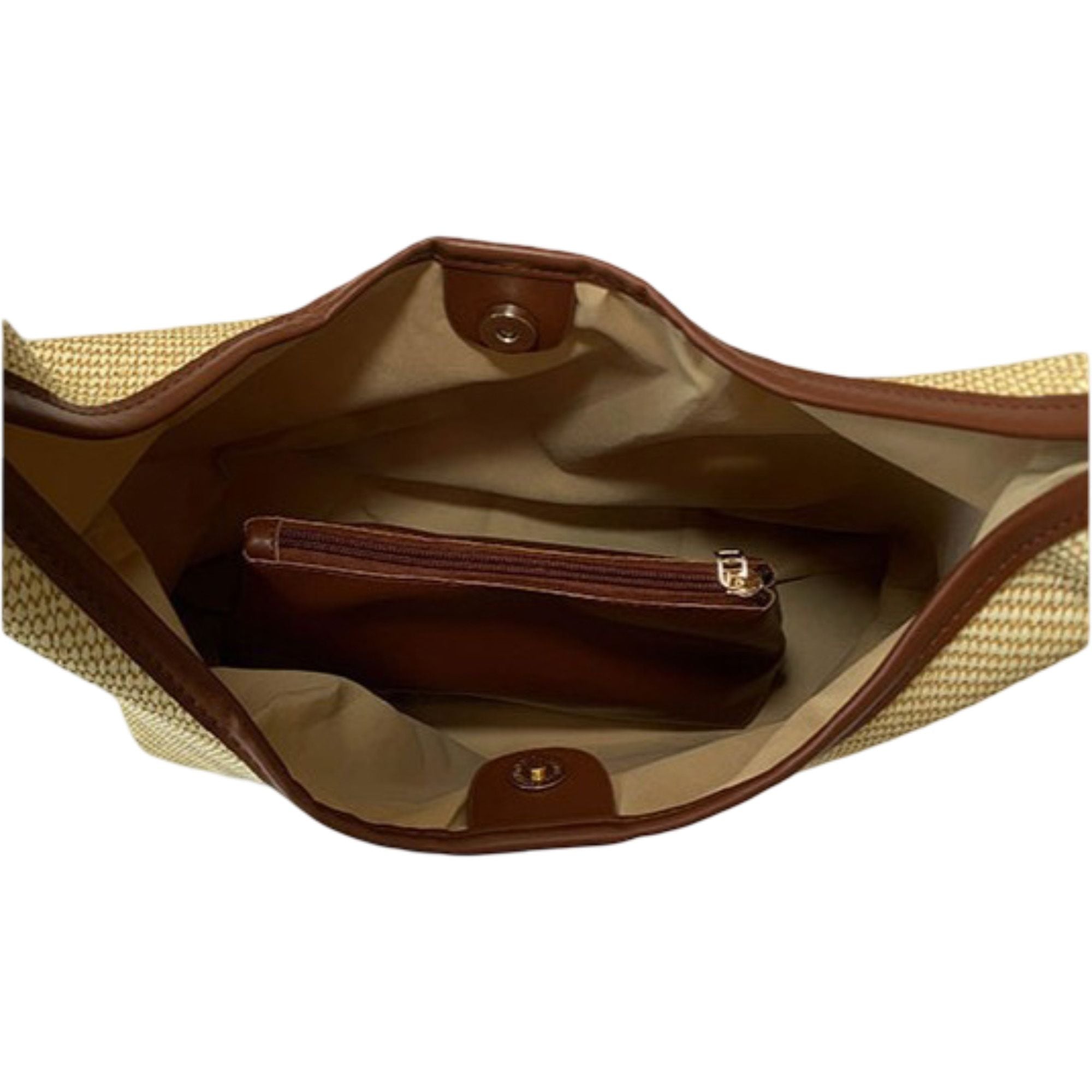 Canvas Shoulder Bag with Magnetic Closure and Fixed Strap