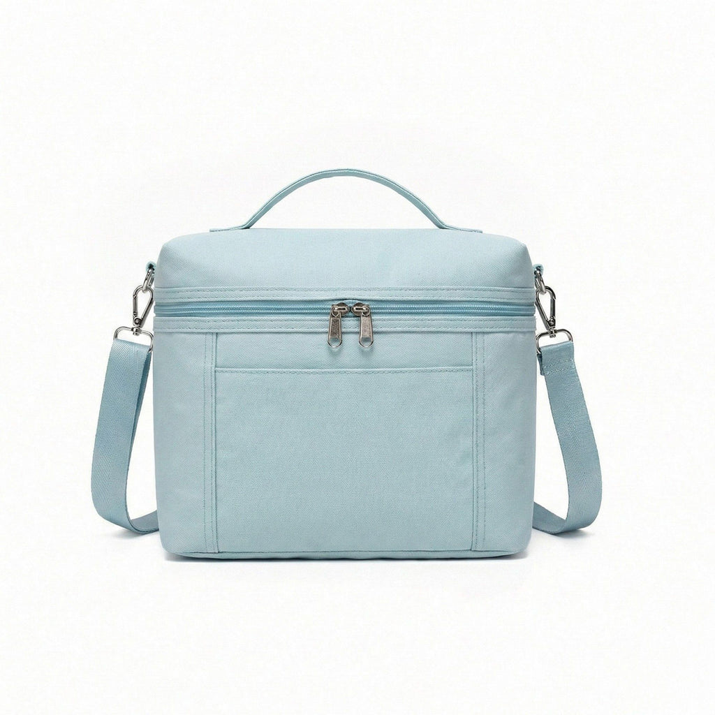 Anna-Kaci Women's Oxford Fabric Crossbody Utility Bag with Double Zipper Closure and Adjustable Shoulder Strap