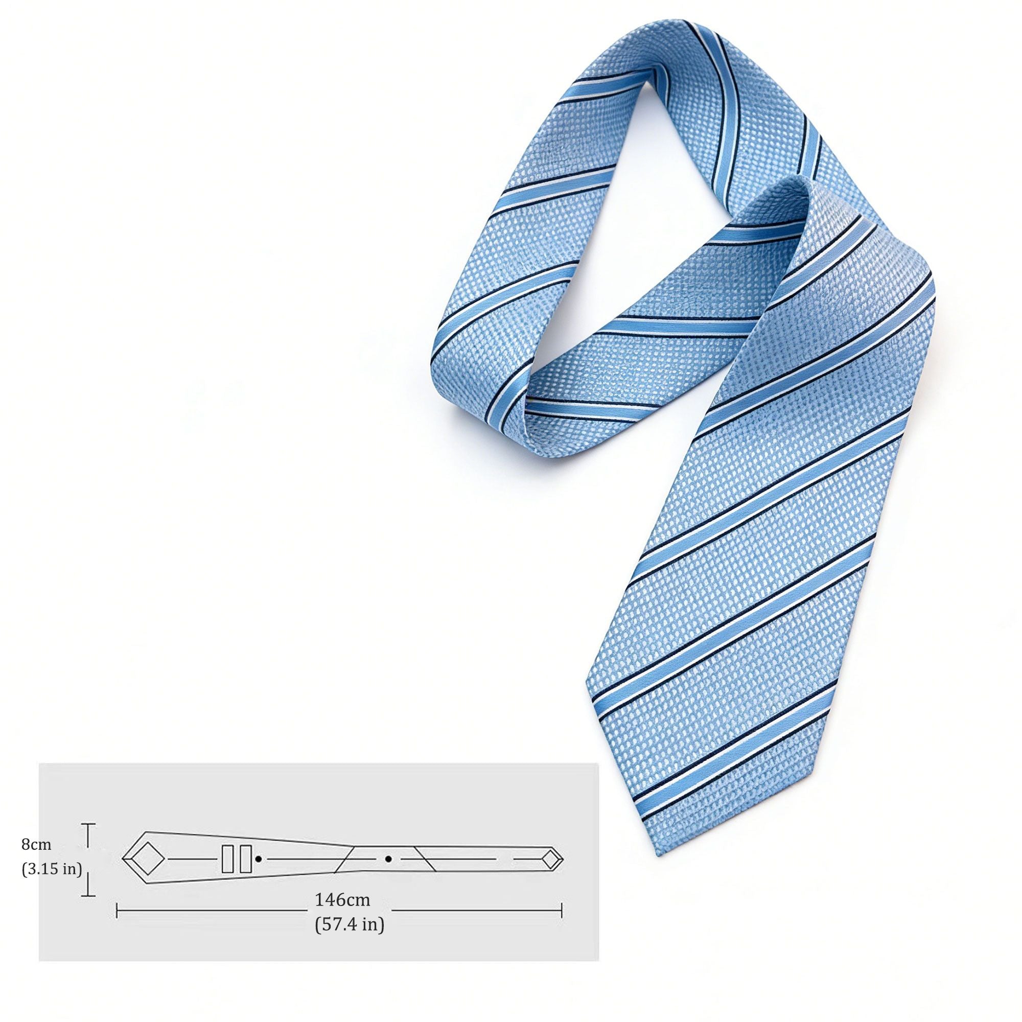 Anna-Kaci Men's Polyester Filament Tie with Striped Texture - Formal/Casual Necktie for Business, Weddings & Daily Wear