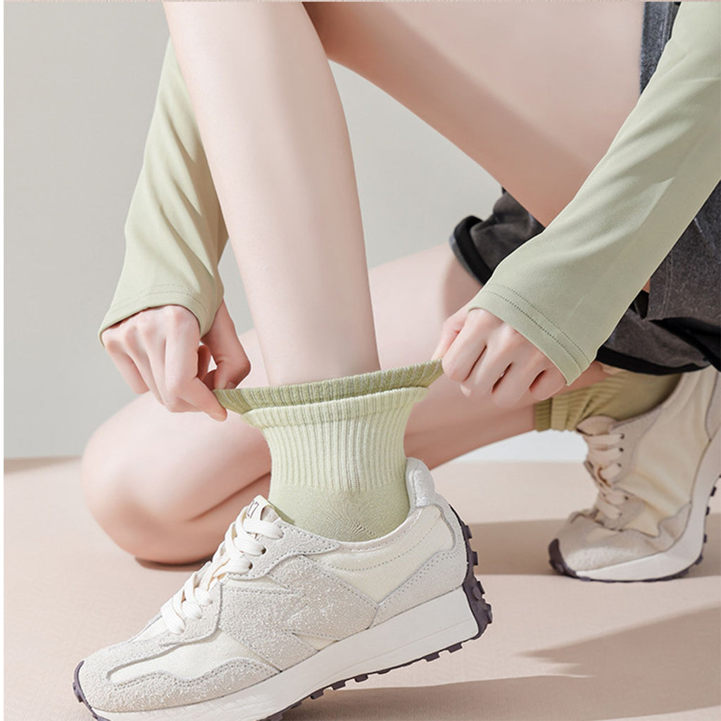 Anna-Kaci Women's 3-Pair Set Short Ankle Grip Socks with Ribbed Cuffs Cushioned Soles and Anti-Slip Bottom for Walking or Yoga